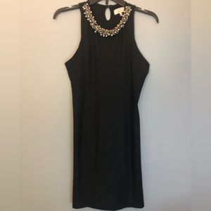 Zara Trafaluc Size Medium Sleeveless Black Dress with Silver Beaded Neckline